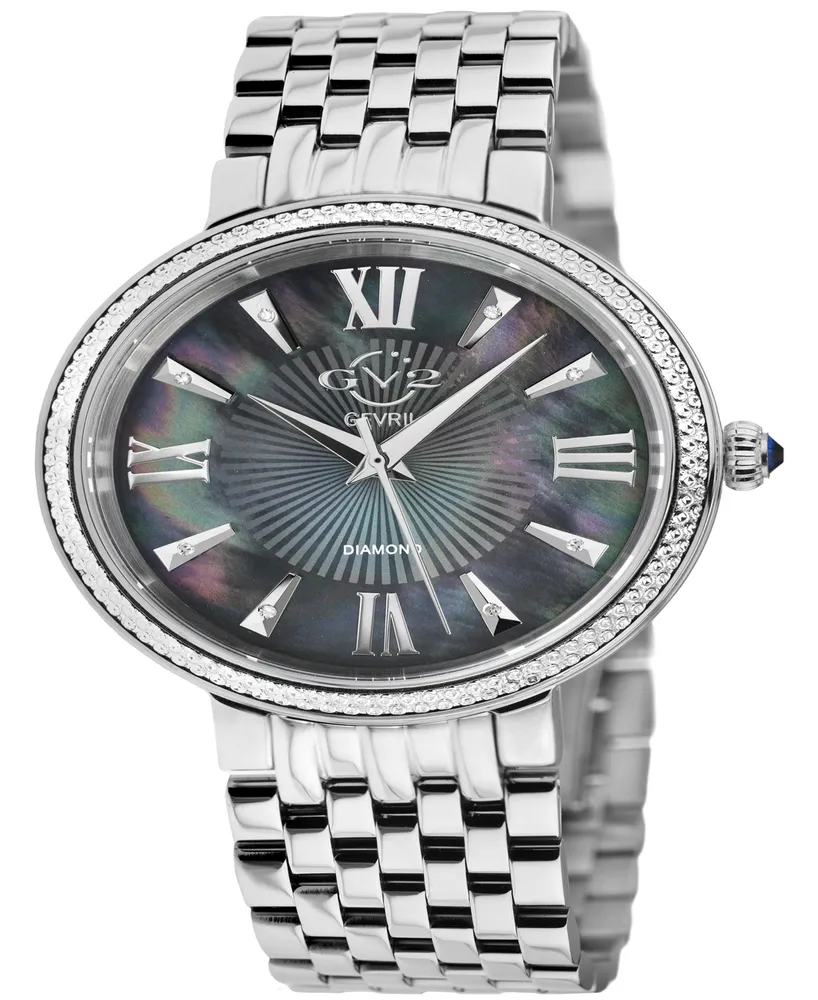 GV2 by Gevril Women's Genoa Silver-Tone Stainless Steel Watch 36mm