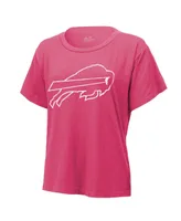 Women's Majestic Threads Josh Allen Pink Distressed Buffalo Bills Name and Number T-shirt