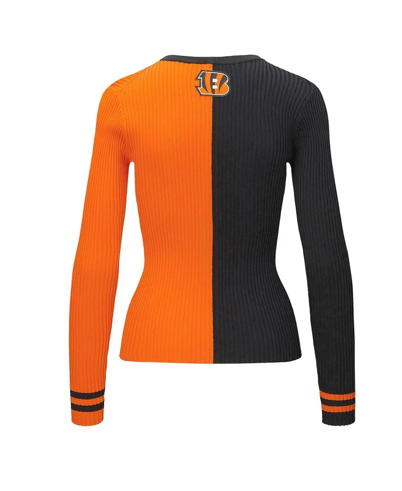 Women's Staud Black, Orange Cincinnati Bengals Cargo Sweater