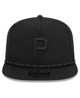 Men's New Era Pittsburgh Pirates Black on Black Meshback Golfer Snapback Hat