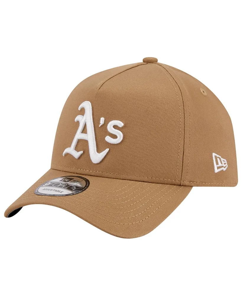 Men's New Era Khaki Oakland Athletics A-Frame 9FORTY Adjustable Hat