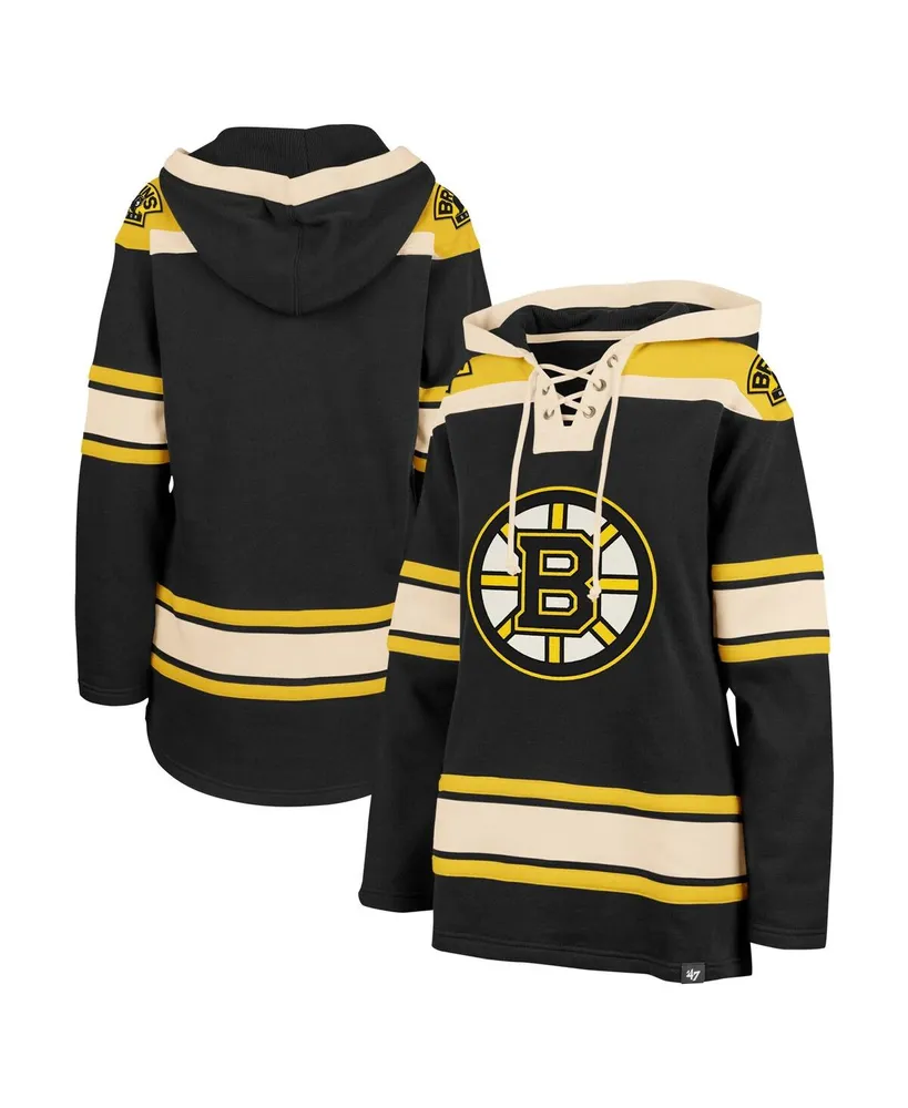 Women's '47 Brand Black Boston Bruins Superior Lacer Pullover Hoodie