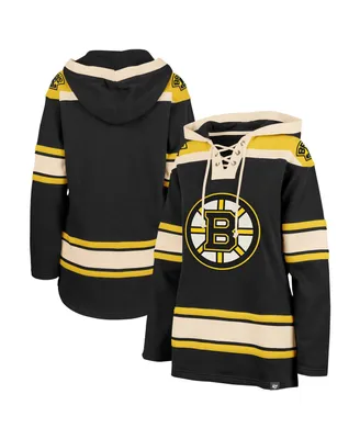 Women's '47 Brand Black Boston Bruins Superior Lacer Pullover Hoodie