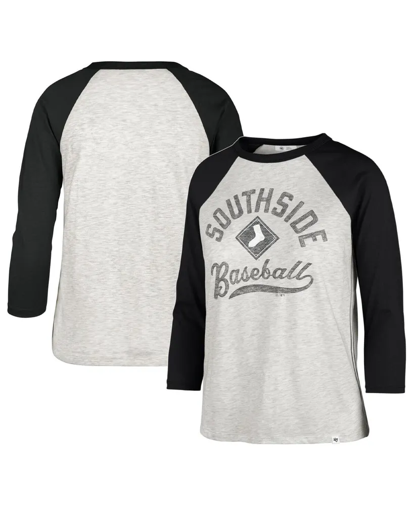 47 Brand Women's '47 Brand Gray Chicago White Distressed Sox City Connect  Retro Daze Ava Raglan 3, 4-Sleeve T-shirt