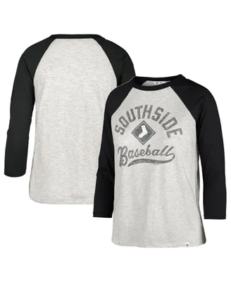 Women's '47 Brand Gray Chicago White Distressed Sox City Connect Retro Daze Ava Raglan 3, 4-Sleeve T-shirt