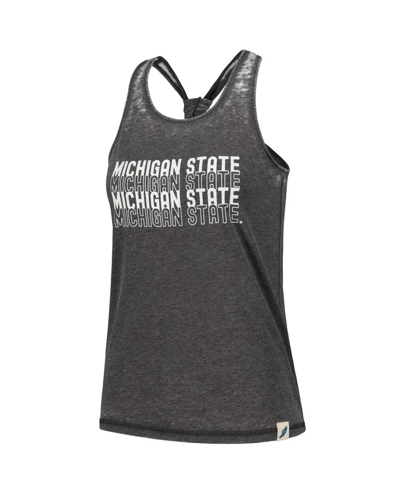 Women's League Collegiate Wear Black Michigan State Spartans Stacked Name Racerback Tank Top