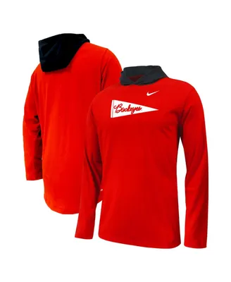 Big Boys Nike Scarlet Ohio State Buckeyes Sideline Performance Long Sleeve Hoodie T-shirt