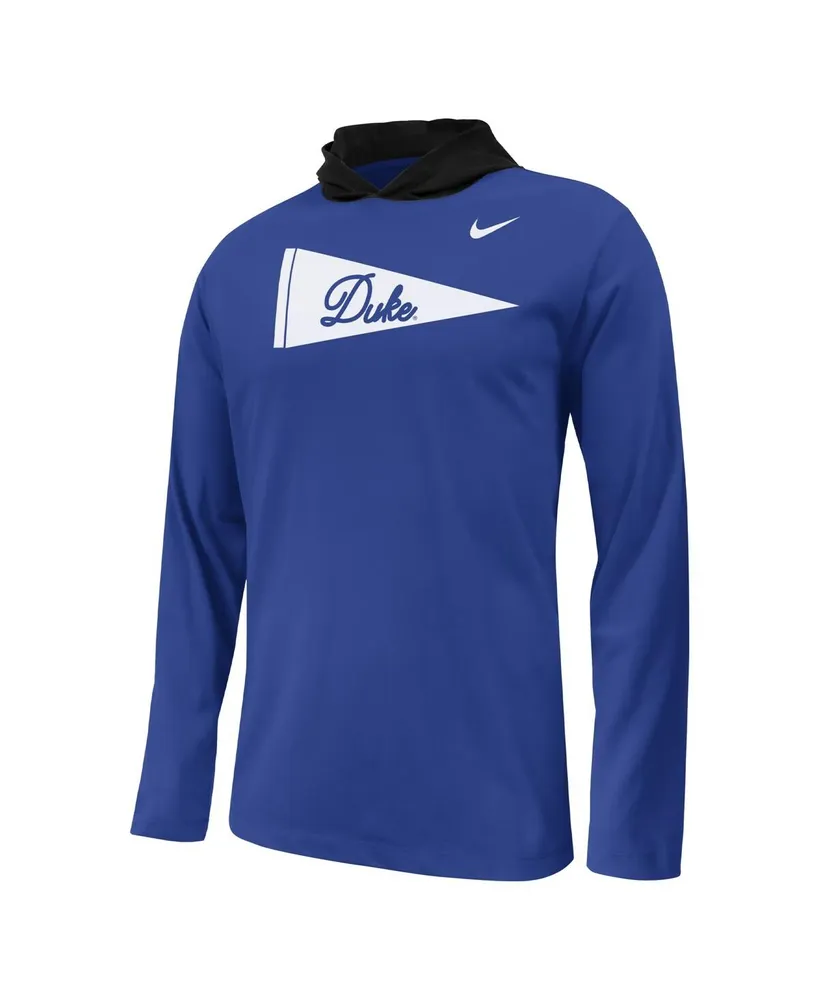 Big Boys Nike Royal Duke Blue Devils Sideline Performance Long Sleeve Hoodie T-shirt
