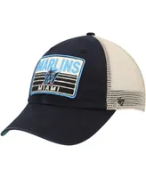 Men's '47 Brand Black Miami Marlins Four Stroke Clean Up Trucker Snapback Hat