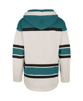 Men's '47 Brand Oatmeal San Jose Sharks Rockaway Lacer Pullover Hoodie