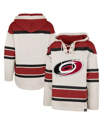 Men's '47 Brand Oatmeal Carolina Hurricanes Rockaway Lace-Up Pullover Hoodie