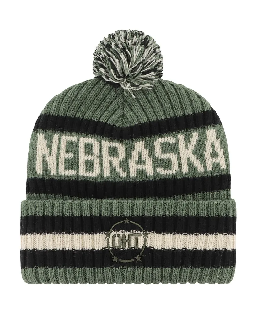 Men's '47 Brand Green Nebraska Huskers Oht Military-Inspired Appreciation Bering Cuffed Knit Hat with Pom