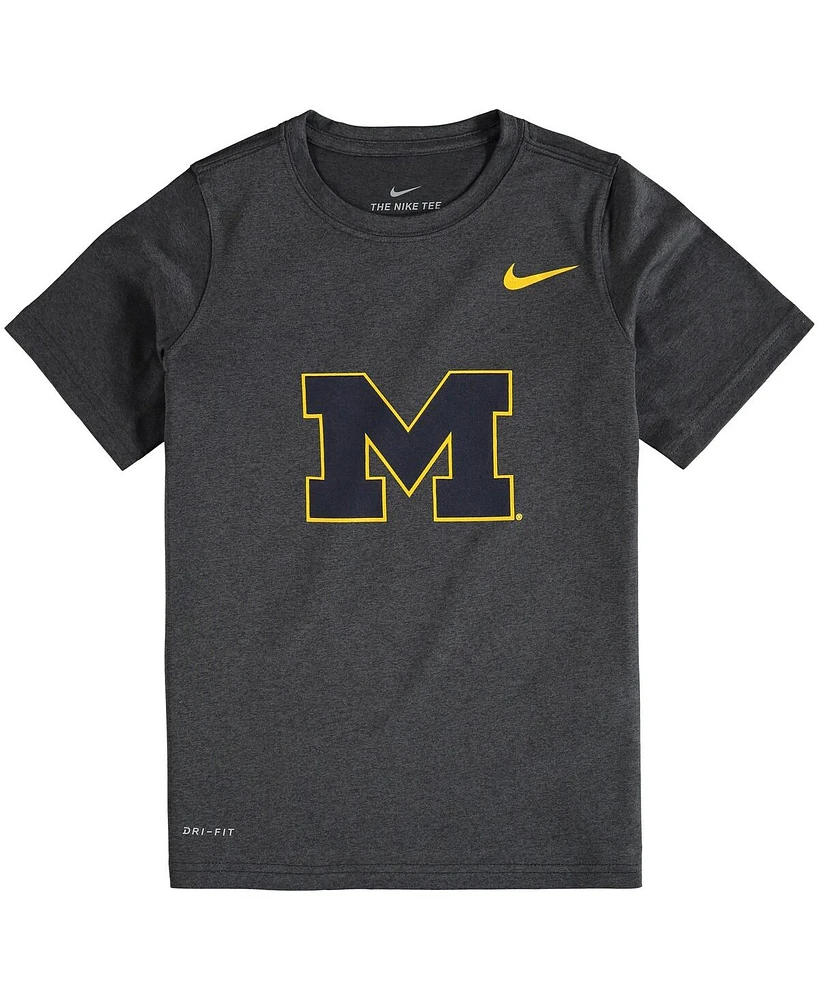 Big Boys Nike Anthracite Michigan Wolverines Logo Legend Performance T-shirt