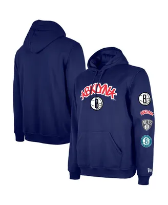 Men's New Era Blue Brooklyn Nets Big and Tall 2023/24 City Edition Jersey Pullover Hoodie