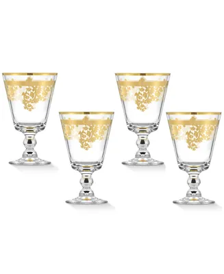 Lorren Home Trends Rosalie Gold Short Goblet, Set of 4