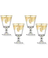 Lorren Home Trends Rosalie Gold Short Goblet, Set of 4