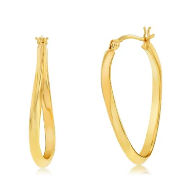 Sterling Silver or Gold Plated over Sterling Silver 35mm Oval Twist Hoop Earrings