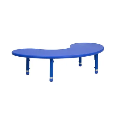 35"W X 65"L Half-Moon Plastic Height Adjustable Activity Table