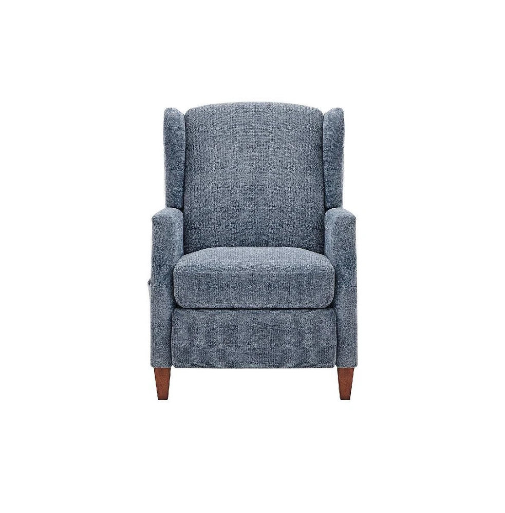 Wingback Fabric Push Back Recliner with Rivet Detailing