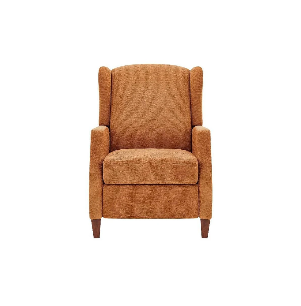 Wingback Fabric Push Back Recliner with Rivet Detailing