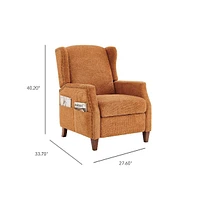 Wingback Fabric Push Back Recliner with Rivet Detailing