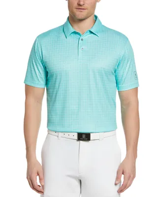 Pga Tour Men's Check Print Short-Sleeve Golf Polo Shirt