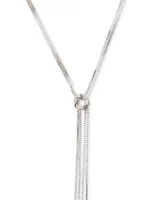 Lucky Brand Silver-Tone Knotted Lariat Necklace, 17" + 3" extender