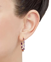 Amethyst (2-1/3 ct. t.w.) & White Topaz (1/4 Out Small Hoop Earrings 14k Gold, 0.87" (Also Swiss Blue Topaz)