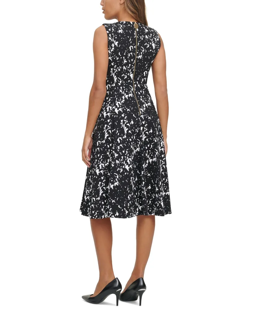 Calvin Klein Petite Printed A-Line Sleeveless Dress
