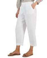 Charter Club Women's 100% Linen Pull-On Cropped Pants, Created for Macy's