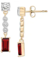 Garnet (3/4 ct. t.w.) & Lab-Grown White Sapphire (1-1/20 ct. tw.) Drop Earrings in 14k Gold-Plated Sterling Silver