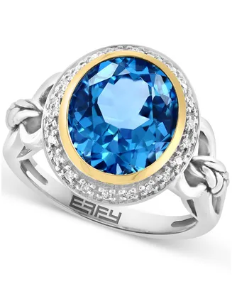 Effy Blue Topaz (5-7/8 ct. t.w.) & Diamond (1/10 ct. t.w.) in Sterling Silver & 18k Gold-Plate