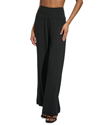 Dkny Women's Smocked-Waist Cover-Up Pull-On Pants