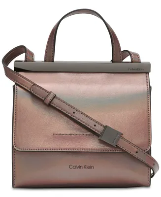 Calvin Klein Coral Chrome Flap Crossbody with Adjustable Strap