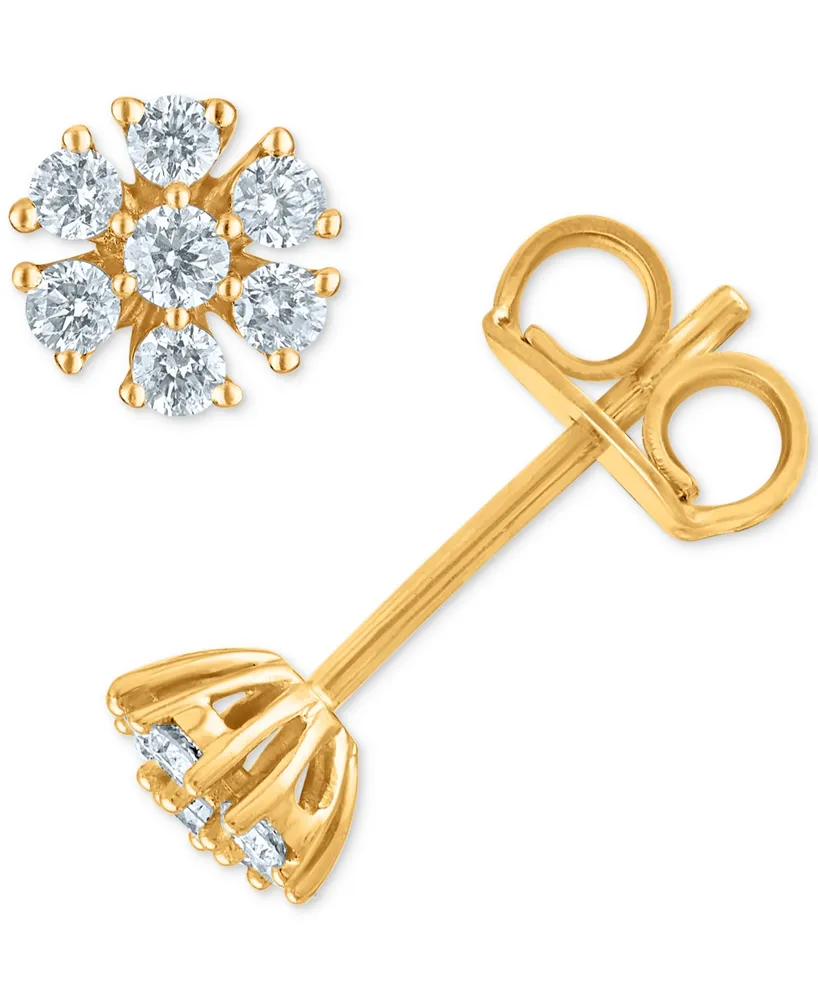 Diamond Starburst Cluster Stud Earrings (1/3 ct. t.w.) in 14k Gold