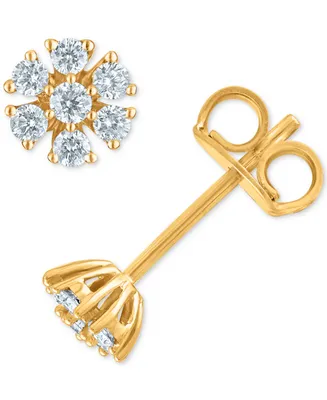 Diamond Starburst Cluster Stud Earrings (1/3 ct. t.w.) in 14k Gold