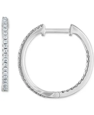 Diamond In & Out Small Hoop Earrings (1/4 ct. t.w.) in 10k White Gold
