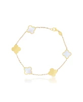 The Lovery Small Mother of Pearl Clover Bracelet 14K Gold