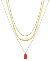 Unwritten Pink Oval 3-Piece Necklace Set