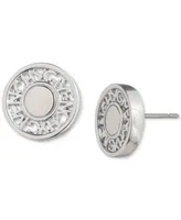 Givenchy Silver-Tone Logo Embossed Coin Stud Earrings