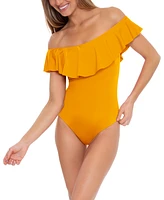 Trina Turk Women's Monaco Off-The-Shoulder Ruffled One-Piece Swimsuit