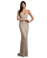 Women's Body Con V-neck Beaded Dress