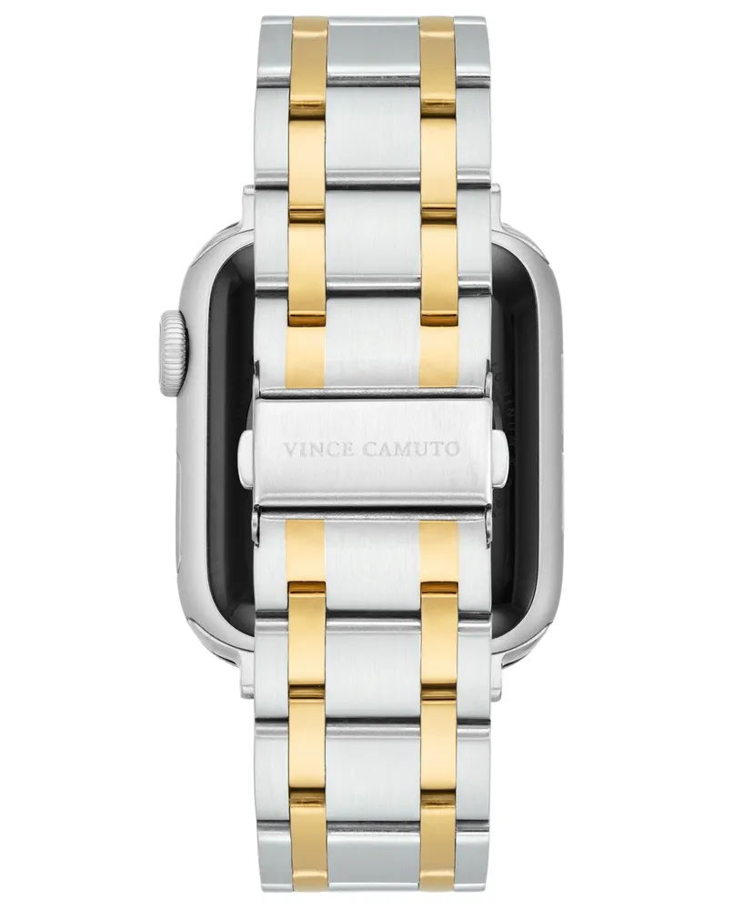 Vince Camuto Men's Silver-Tone and Gold-Tone Stainless Steel Link Band Compatible with 42mm, 44mm, 45mm, Ultra, Ultra2 Apple Watch
