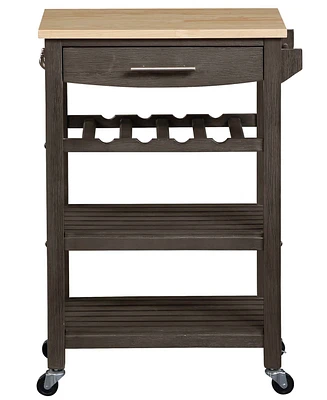 Convenience Concepts Ellaine 24.75" Wood Butcher Block Kitchen Cart