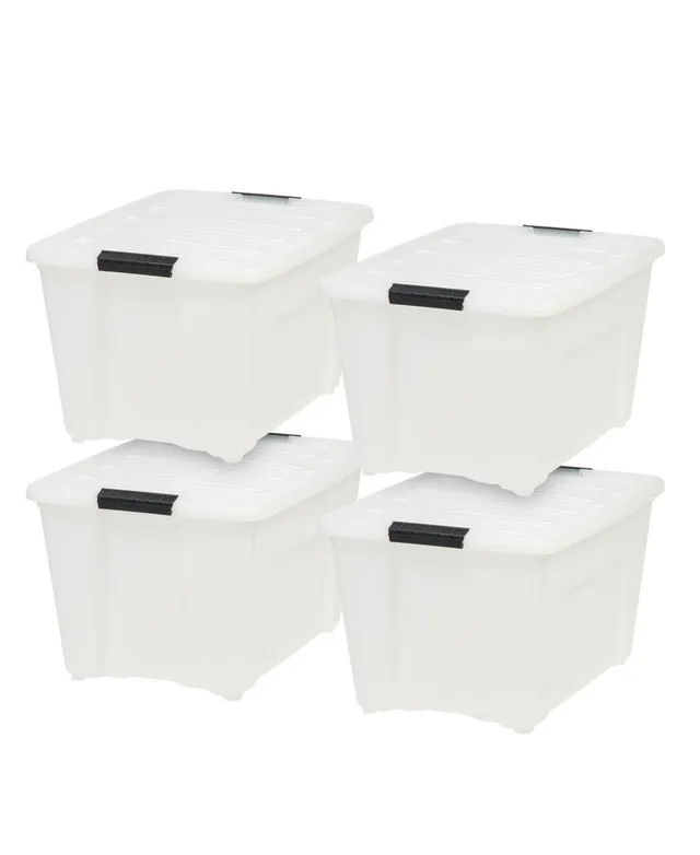 IRIS USA 4 Pack 91qt Large Clear View Plastic Storage Bin with Lid and  Secure Latching Buckles, Red