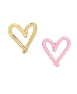 Betsey Johnson Light Pink Heart Mismatch Stud Earrings