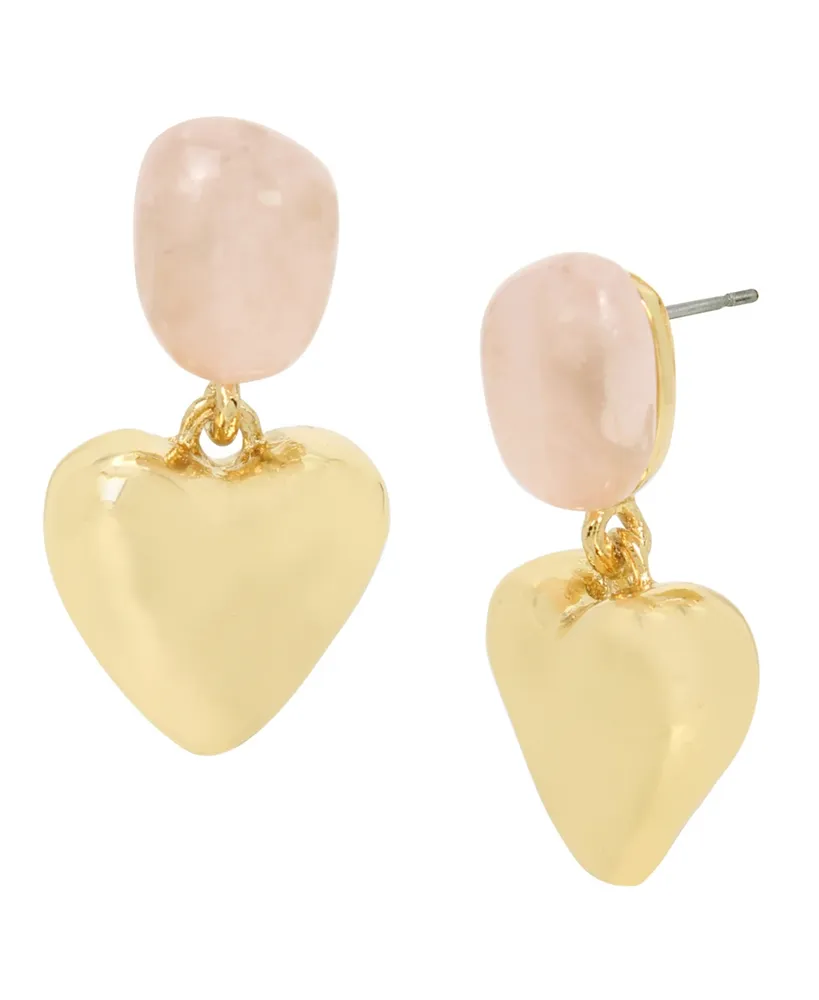 Robert Lee Morris Soho Rose Quartz Heart Drop Earrings