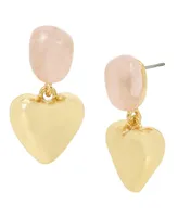 Robert Lee Morris Soho Rose Quartz Heart Drop Earrings