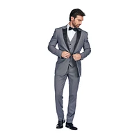 Gino Vitale Men's 3 Piece Birdseye Peak Lapel Tuxedo Set