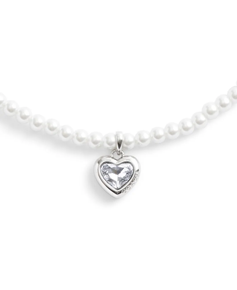 Coach Faux Stone Heart imitation pearl Choker Necklace